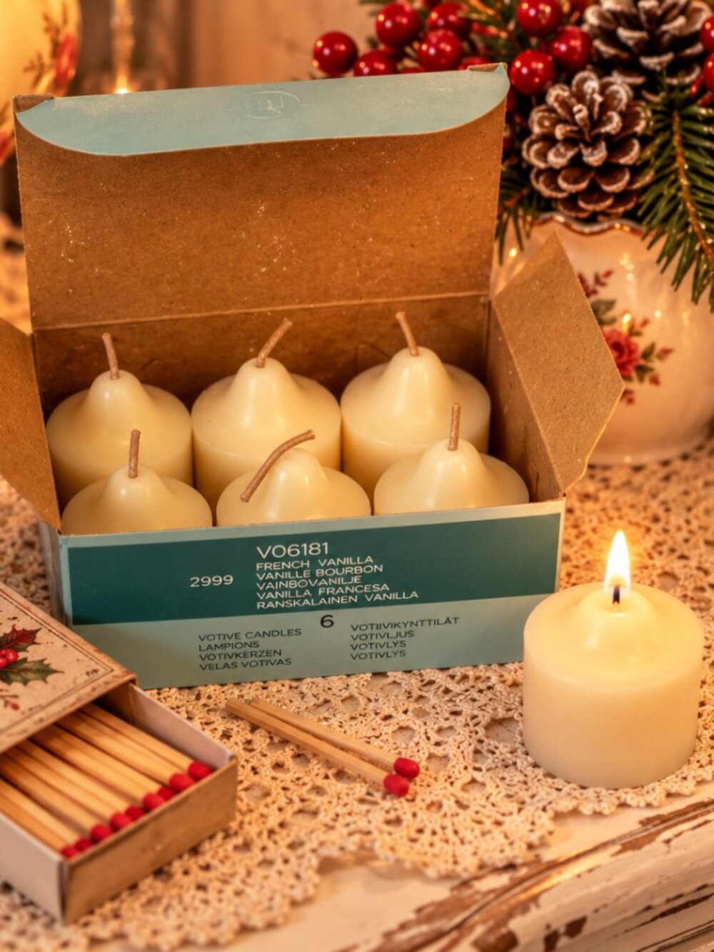 PartyLite French Vanilla Votive Candles Set of 6 Original Box V06181